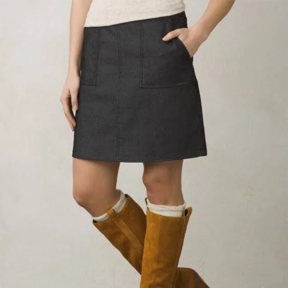 Prana Kara Denim Skirt Charcoal Mini Skirt Women’s 4